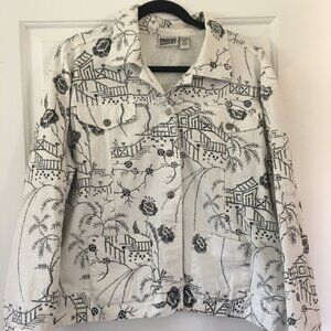 Chico's Designer Denim Jacket White and Black Size 3 Chico Size